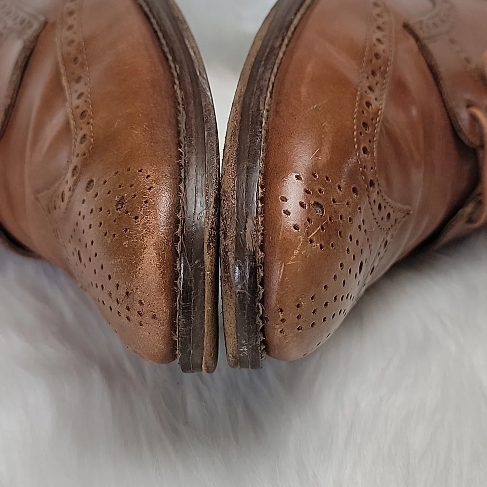 COLE HAAN Grand OS Madison Tan‎ Leather Wingtip Lace Up Oxford Dress Shoes 10